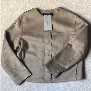 NWT Zara Cropped Suede Jacket Beige